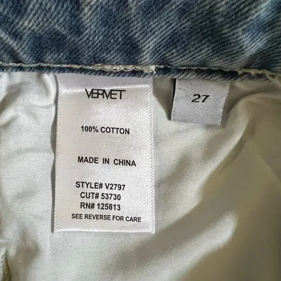 VERVET Norah Crossover Fly Colorblock Jeans 27 High Rise Straight Two Tone NWT - Picture 11 of 12